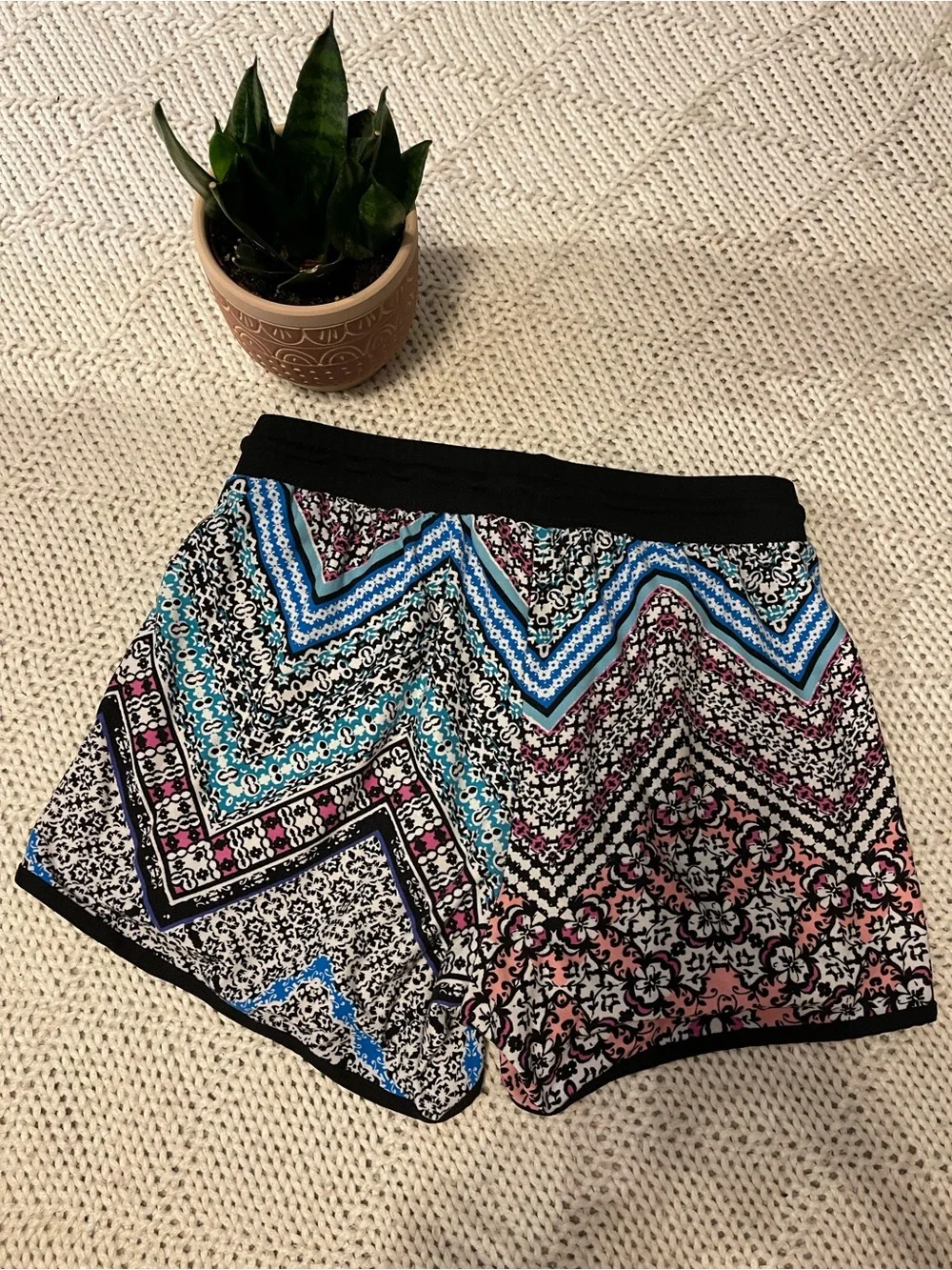 Andero Boho Print Dolphin Shorts S/M Drawstring Lounge Festival Beach